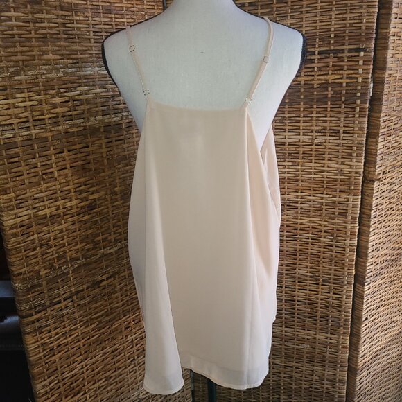 SOTEER Camisole Blouse Size Large Double Layer Spaghetti Strap Light Beige - Picture 3 of 4